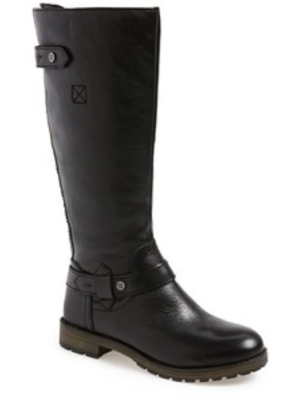 Naturalizer N5 Comfort Tanita Black Leather Riding Boots equestrian Lug soles